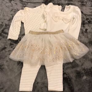 Baby Starters 3 Piece White & Gold Set - Size 6M